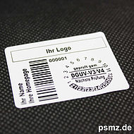 Individualisierbare 20mm DGUV-V3 Prüfplakette Grundplakette Kombi etikett Barcode code128