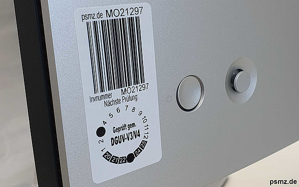 Individualisierbare DGUV-V3 20mm Prüfplakette Grundplakette Kombi etikett Kabel Barcode code128 Pro professional projekt eingedruckt vorgelocht